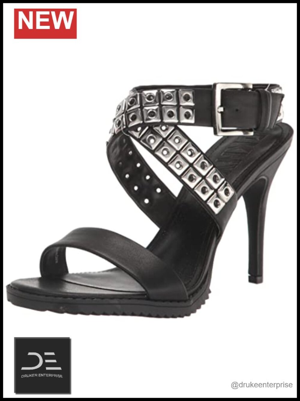 DKNY Aiden Studded Heel Sandals Ankle Strap Stiletto Heels 100MM